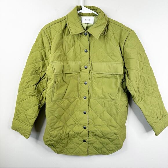 AYR The Big Mood Jacket in Celery Juice Womens XS Green Quilted Button Up Coat - Picture 1 of 10